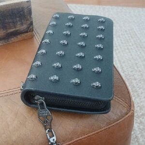 Thomas Wylde Black Wallet with Silver Skull Detail